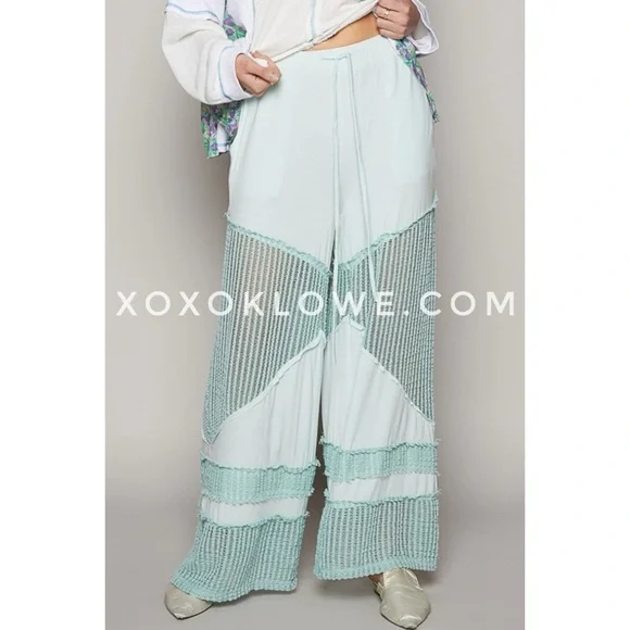 POL Baby Blue Flowy Wide Leg Rayon Jersey Palazzo Pants - Picture 3 of 10